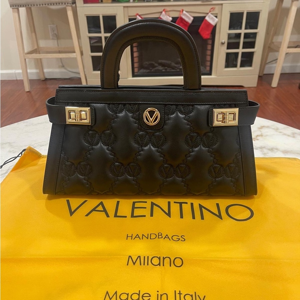 Valentino by Mario Valentino Florence Quilted Leather Satchel in black